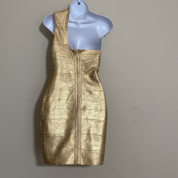 Bella Barnett Lika Elegant Gold One-Shoulder Dress bodycon women L event luxury - Picture 4 of 14